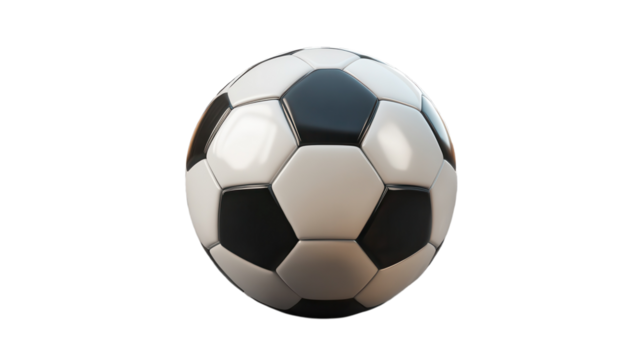 Soccer ball resting on a flat surface, showcasing classic black and white design