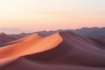 Naklejka premium Desert landscape with sand dunes at dusk