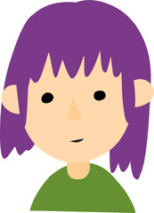 hand drawn cute girl avatar, profile picture for young woman.