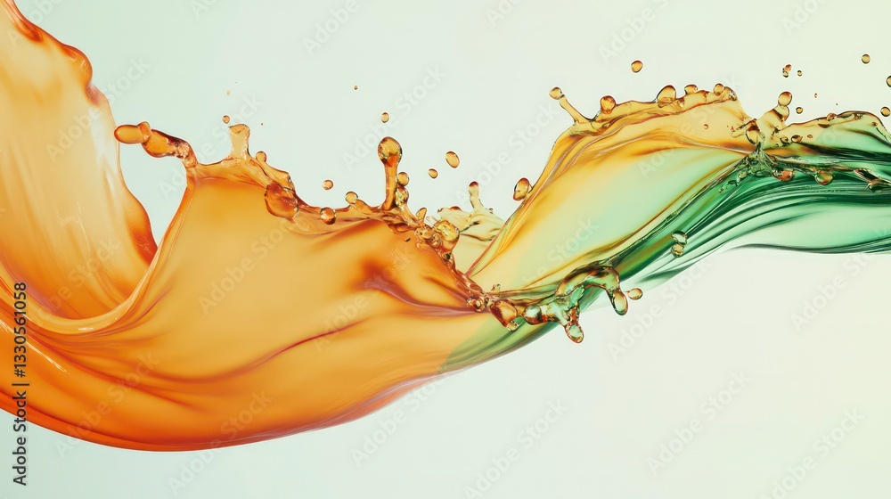 Poster dynamic orange and green splash creating abstract artistic wave