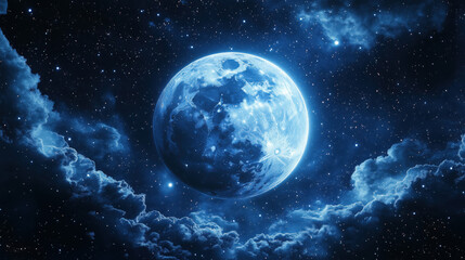 Obraz premium Bright moon among clouds and night sky