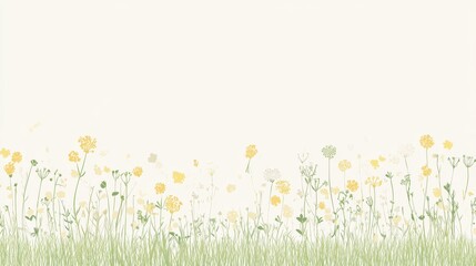 Fototapeta premium Serene Meadow: A Pastel Floral Illustration