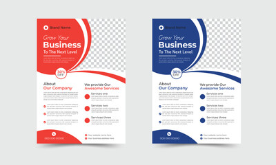 Corporate Business flyer template vector design ,flyer in A4 with colorful triangles bundle of 2 templates of different colors a4 flyer template.