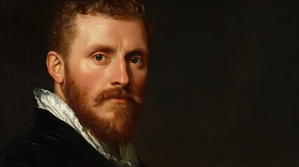 Fototapeta premium Portrait of a Bearded Man with Striking Features and Expression
