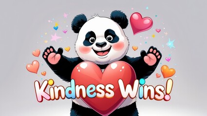 Fototapeta premium Cheerful Cartoon Panda Character: Celebrate Kindness and Friendship with Colorful Whimsical Illustration