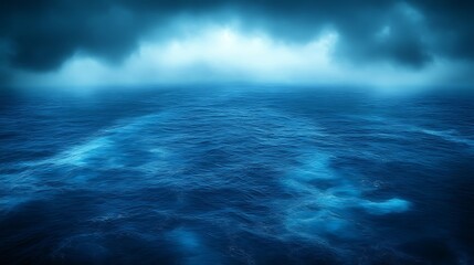 Fototapeta premium Dark Clouds Over a Deep Blue Ocean Surface