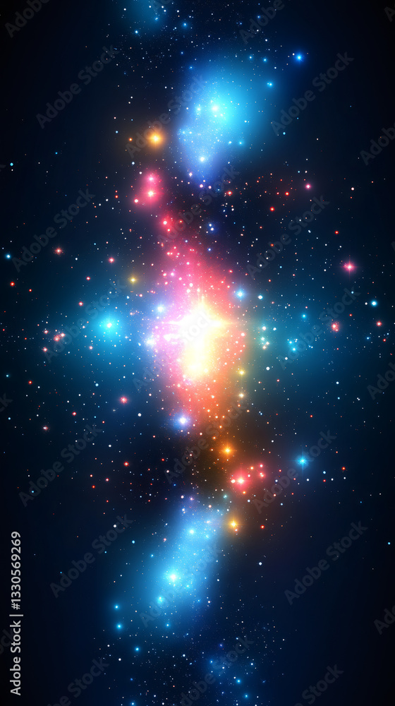 Poster bright and colorful nebula with glowing stars and stardust creating a mesmerizing cosmic scene