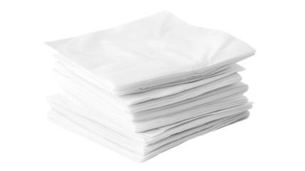 Neatly stacked white napkins arranged for event dining in a clean setting with soft lighting during daytime