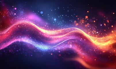 Obraz premium Abstract colorful energy wave, glowing particles, vibrant colors, dynamic motion