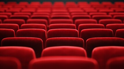 Naklejka premium Empty Red Velvet Seats in a Cinema Theater