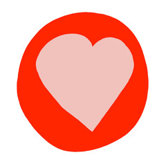 Pink Heart Symbol is Inside a Red Circle on White Background