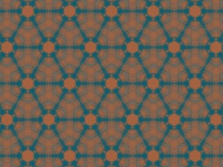 Seamless geometric pattern with intricate floral motifs in teal and burnt orange.