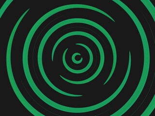 Abstract background with swirling green concentric circles creating a hypnotic, dynamic effect.