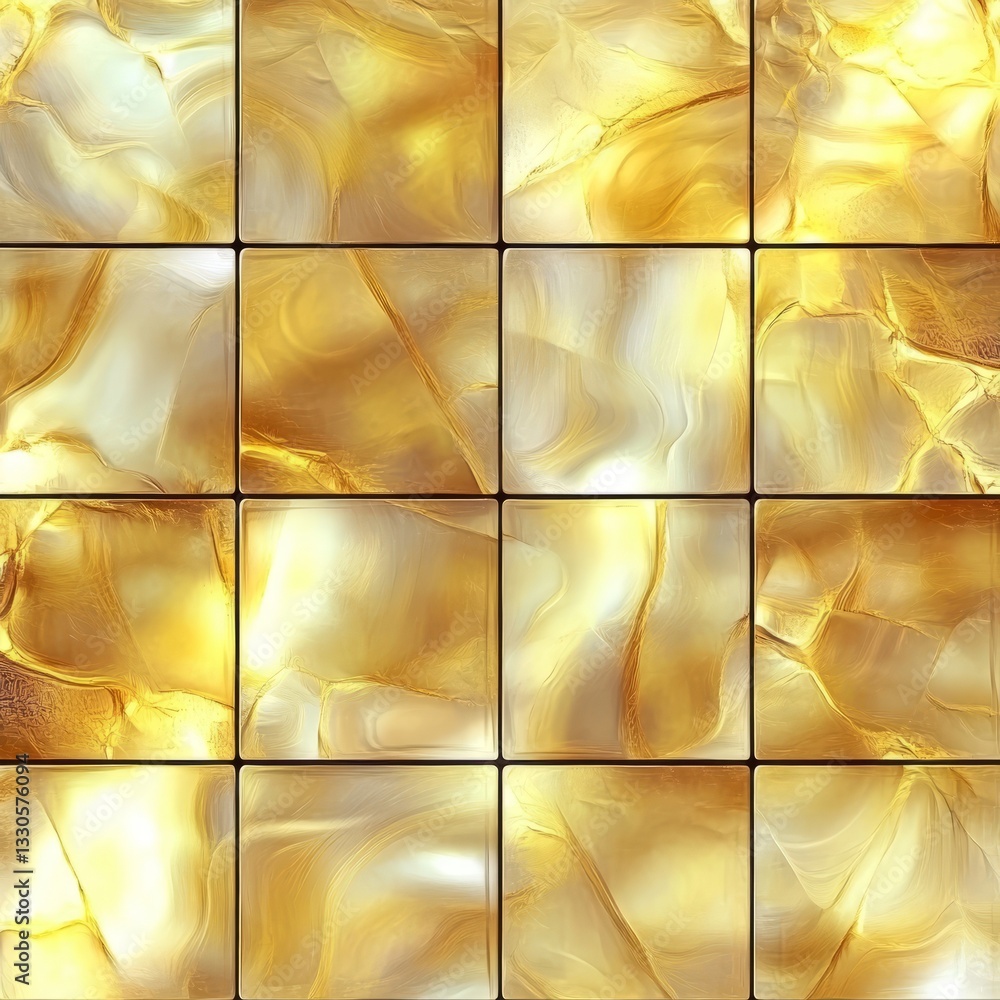 Poster elegant tile design featuring a pearl-like abstraction with warm golden hues and soft swirls for a s