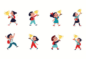 Colorful Best Student Award Recognition Illustration Set