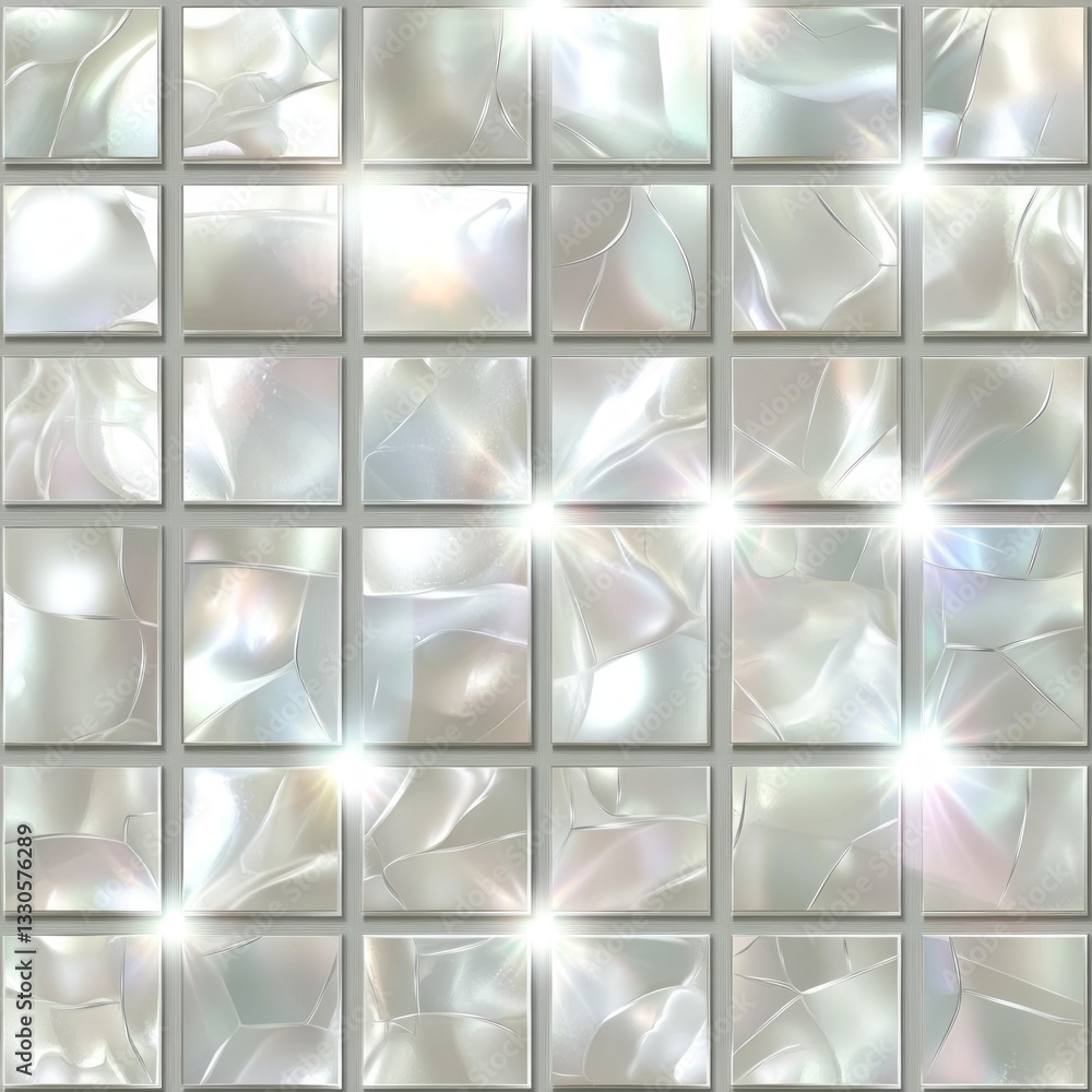 Poster abstract pearl tile design featuring shimmering patterns and reflections in a modern interior settin