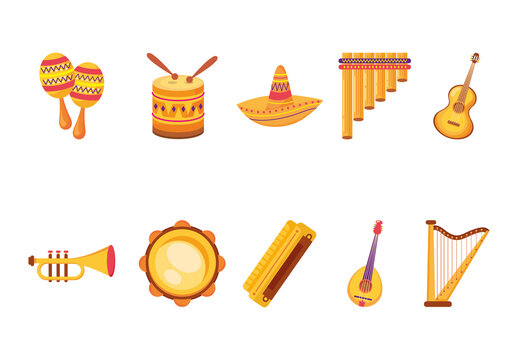 Colorful Hispanic Heritage Musical Instrument Set