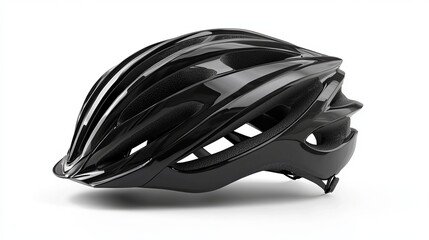 Fototapeta premium Black Bicycle Helmet, Isolated on White 