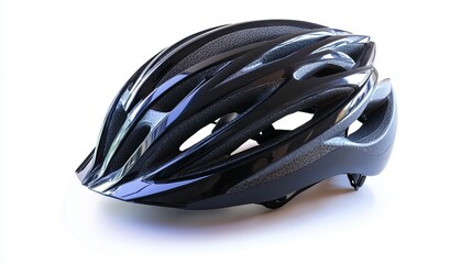 Fototapeta premium Black Bicycle Helmet, Isolated on White 