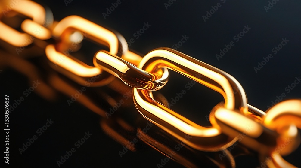 Aufkleber golden blockchain link symbolizing innovation and security in business