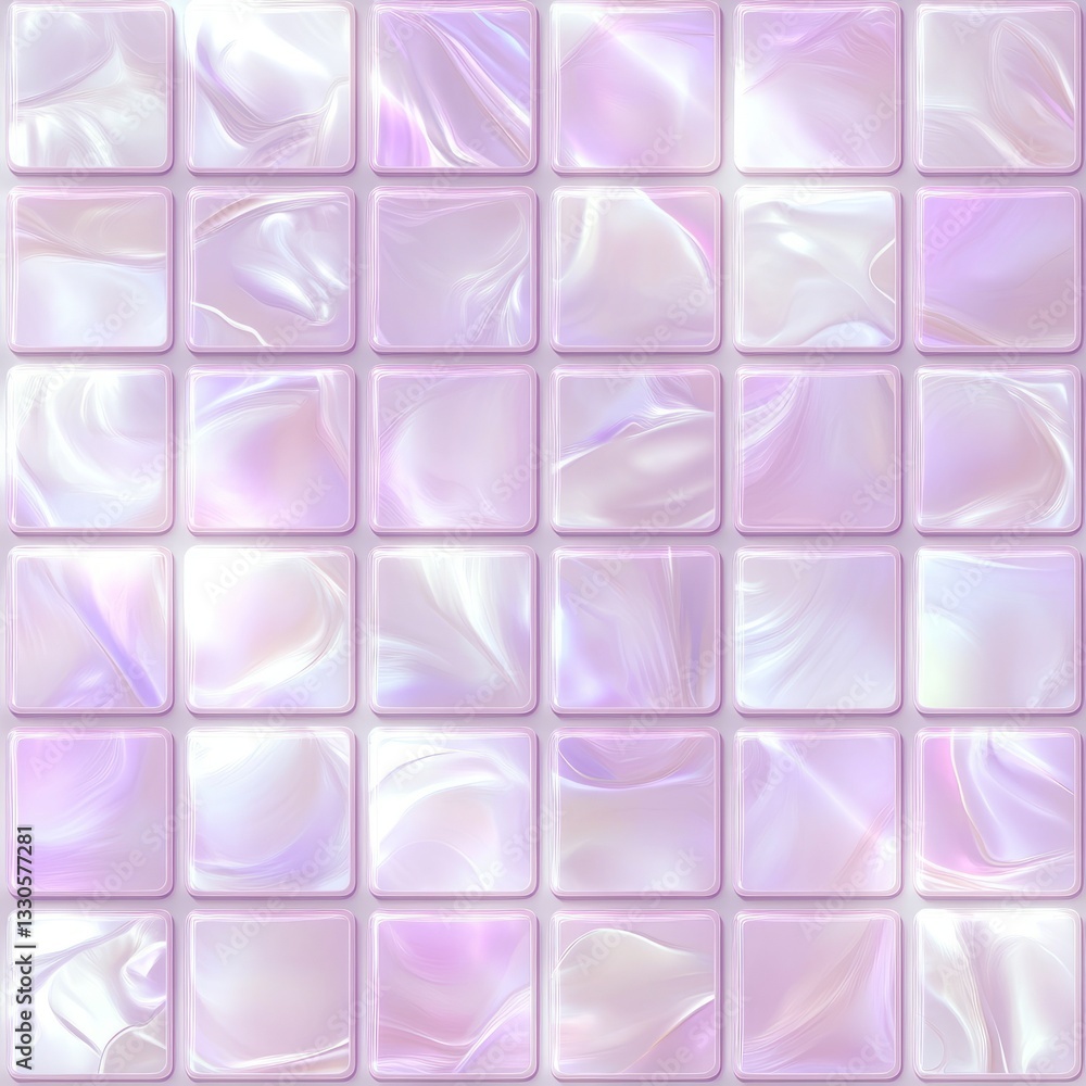 Poster intricate arrangement of pearl-like tiles creating a shimmering abstract mosaic design in soft shade