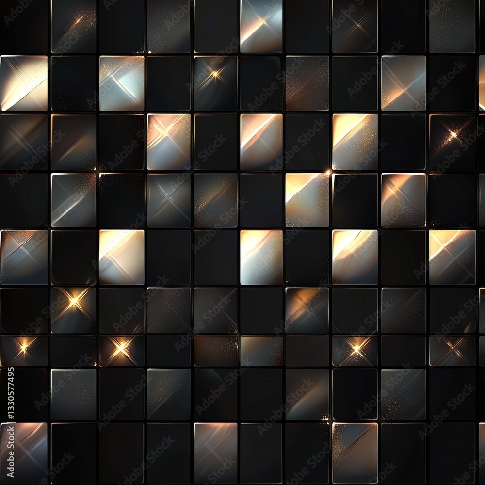 Poster abstract pearl tiles creating a luminous pattern with reflections and shadows in a modern design
