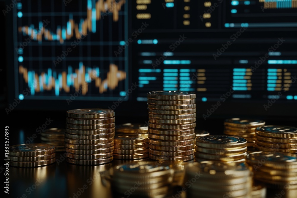 Poster a stack of coins resting on a flat surface, possibly for counting or display