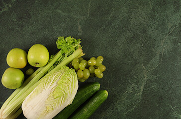Detox diet and weight loss concept, Healthy vegan products for a healthy lifestyle. Cucumbers,...