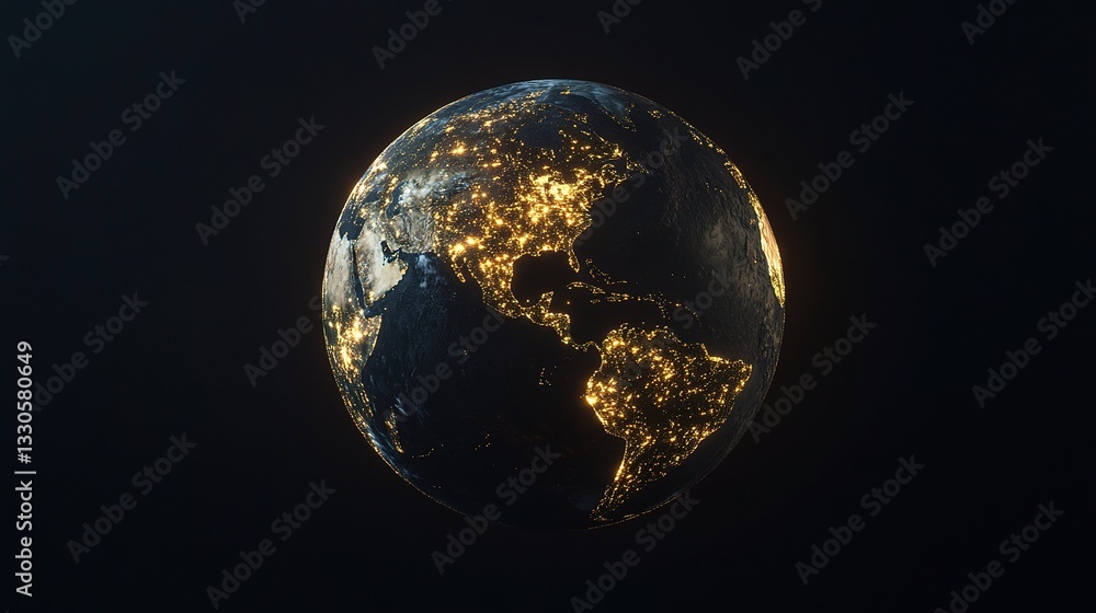 Poster realistic earth view with logistics network and routes visualization