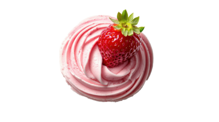 Delicious strawberry cupcake topped with creamy frosting and fresh fruit, perfect for dessert lovers