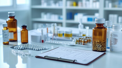 Pharmaceutical laboratory with medicines and equipment