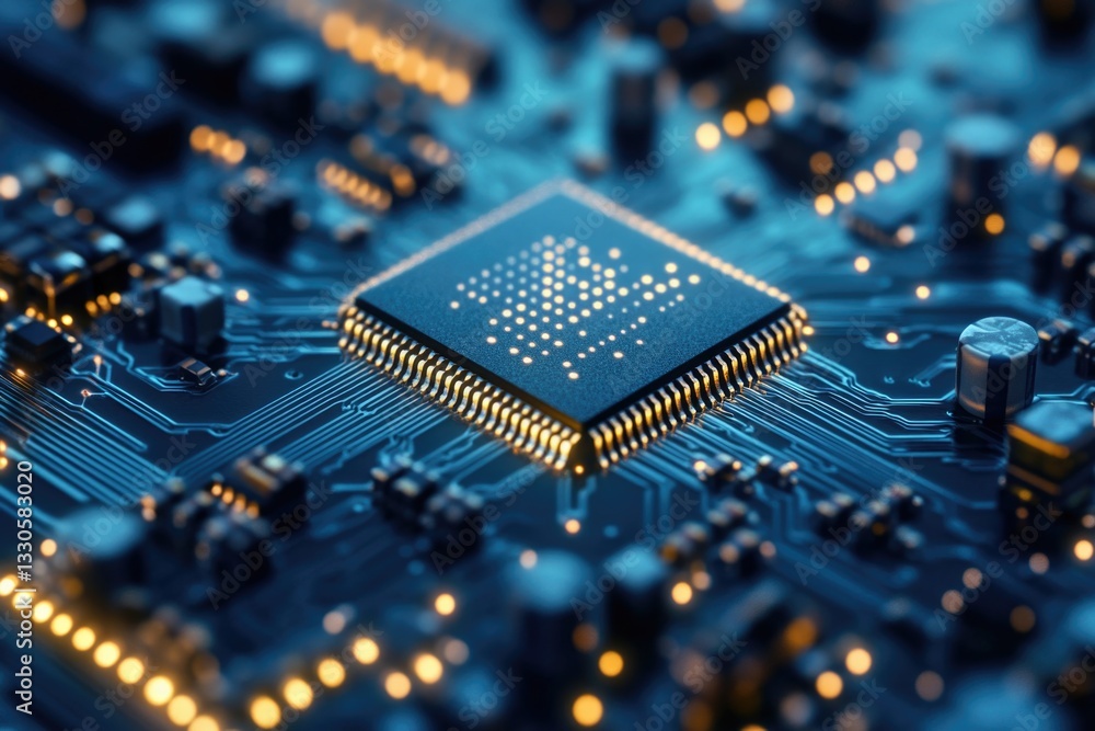 Aufkleber a detailed view of a computer motherboard with various components and circuitry