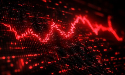 a red stock market chart showing a decline in the stock price.