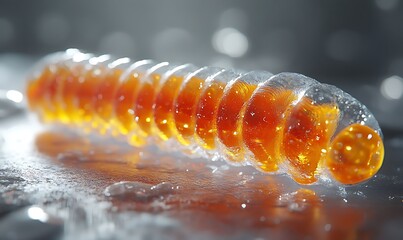 Abstract Spiral Of Orange Translucent Orbs On Iced Surface