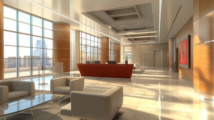 Modern Office Interior with Abundant Natural Light and Elegant Design