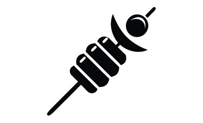 Shish kebab skewer icon,shish kebab on skewer icon. Shashlik. Black silhouette. Front side view, vector simple flat graphic illustration, Isolated object on a white background 