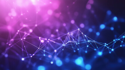 Abstract mesh with connections and nodes on a blue and purple background