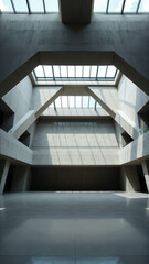 Empty spacious room with concrete walls