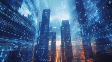 Futuristic Corporate Meeting Space with Digital Elements