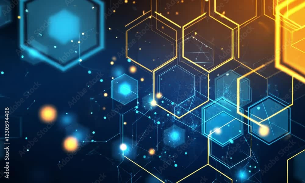Poster abstract hexagon network: digital technology background