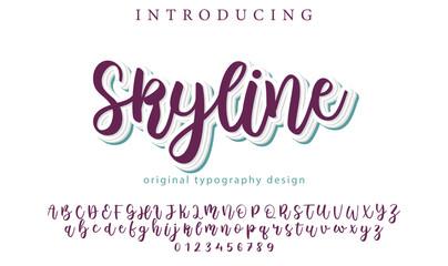 Skyline Font Stylish brush painted an uppercase vector letters, alphabet, typeface