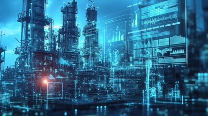Futuristic Digital Factory Concept with Innovative Technology Elements