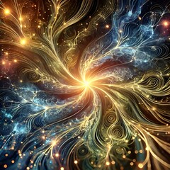 Mesmerizing Neural Light Flow Abstract Design - Gold