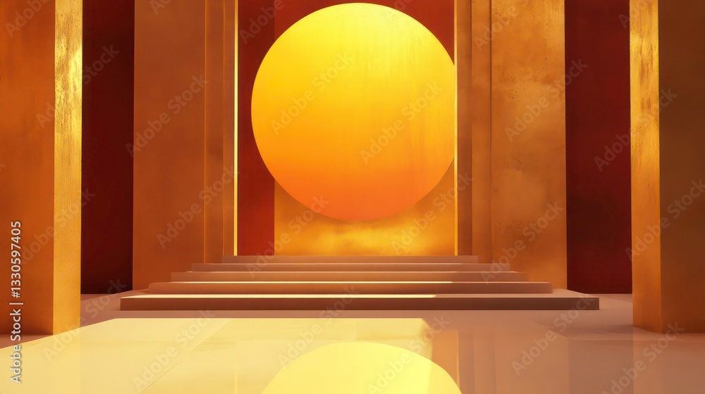 Poster minimalist abstract scene with geometric shapes and warm tones for modern design concepts