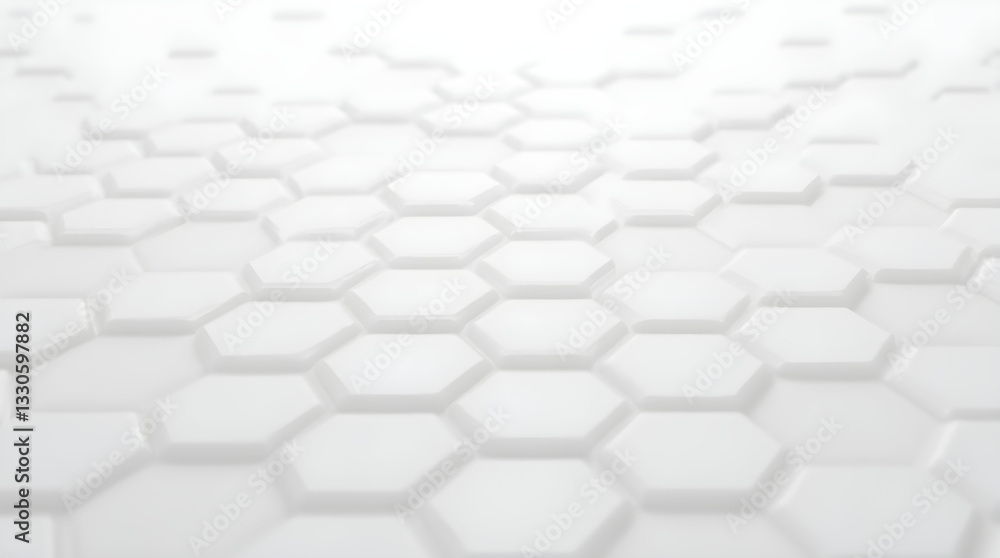 Poster minimalist white hexagon tile pattern 3d perspective background image