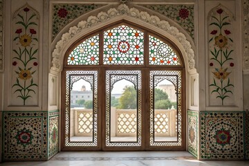 Obraz premium A beautiful Islamic window with patterns.