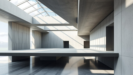 Obraz premium Empty spacious room with concrete walls