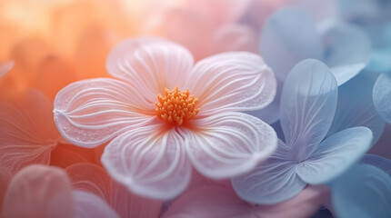 Dreamy White Blossom with Orange Core - Pastel Floral Macro Close-Up