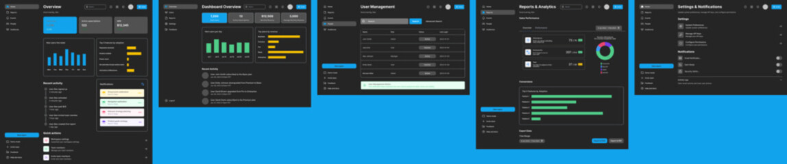 Admin Dashboard, Control Management,  Console UI & Backend Panel Black UI Kit Dark Web App Template