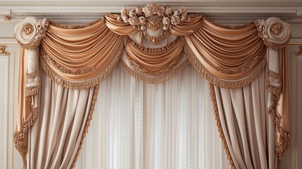 Elegant drapery design in luxurious interior detailed fabric classic style warm atmosphere